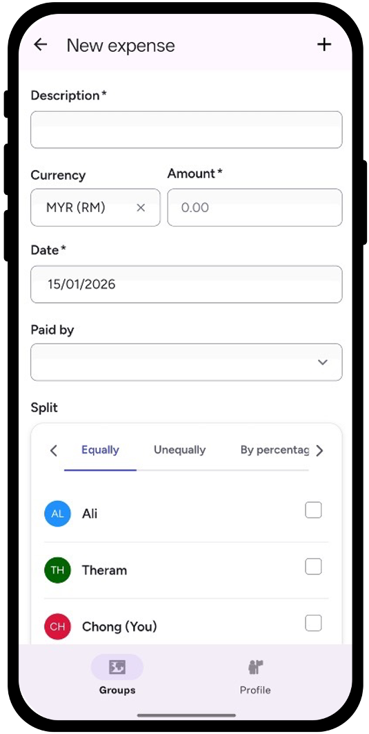 Add expense screenshot